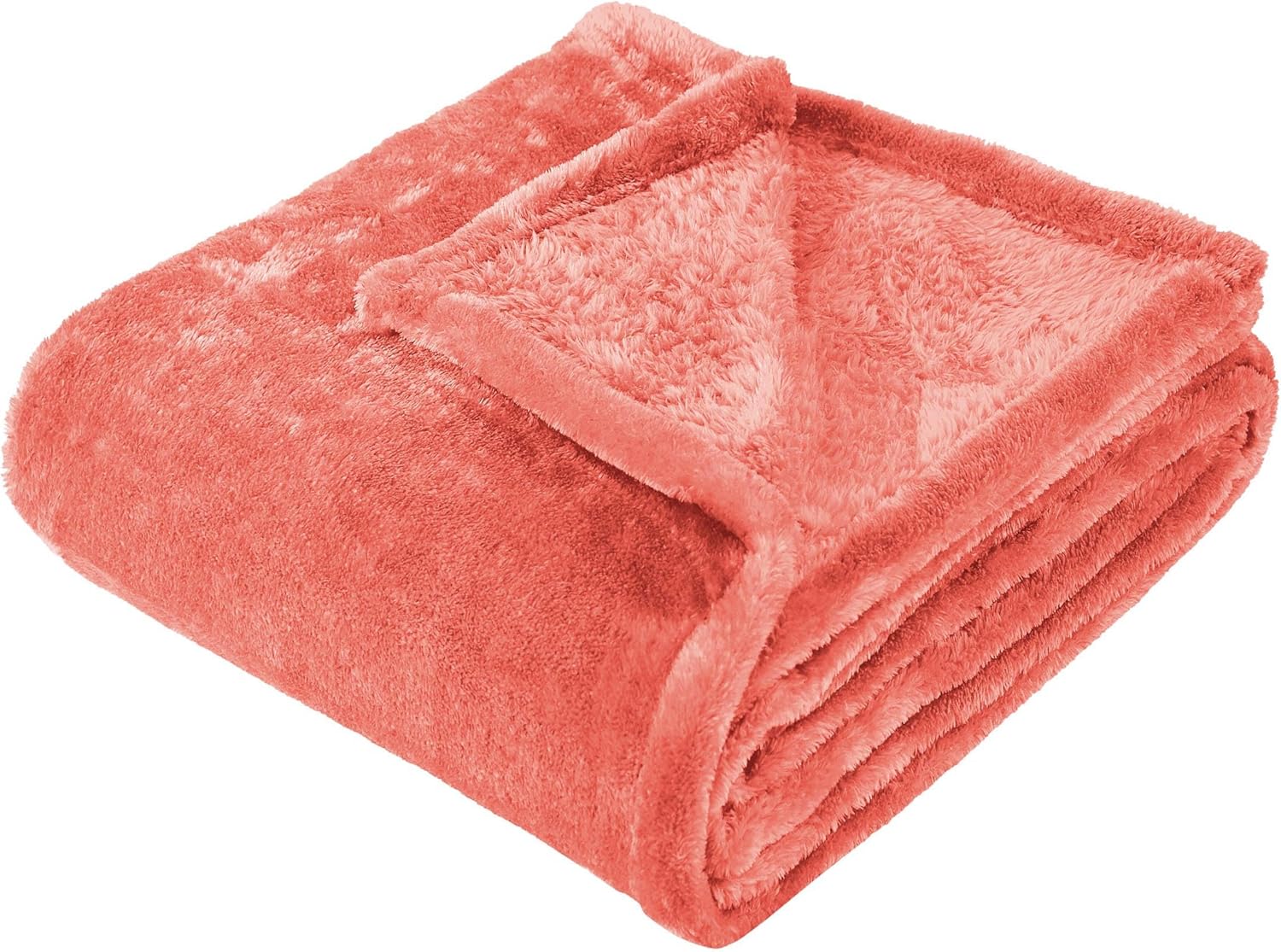 Superior Solid Fleece Blanket, Thick, Cozy, Warm Blankets, Velvety Soft Plush Bedding and Sofa Throw, Cute Bedroom Decor, Fuzzy Cover, Medium Weight Comfort Essentials, Full/Queen, Coral