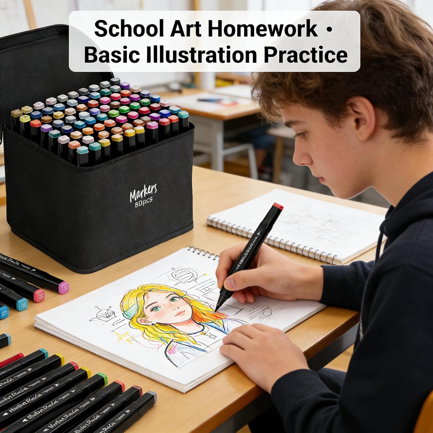 120 Colors Alcohol Markers,Dual Tip Coloring Markers for Artists,Art Marker Set Drawing Colorful Gift for Painting