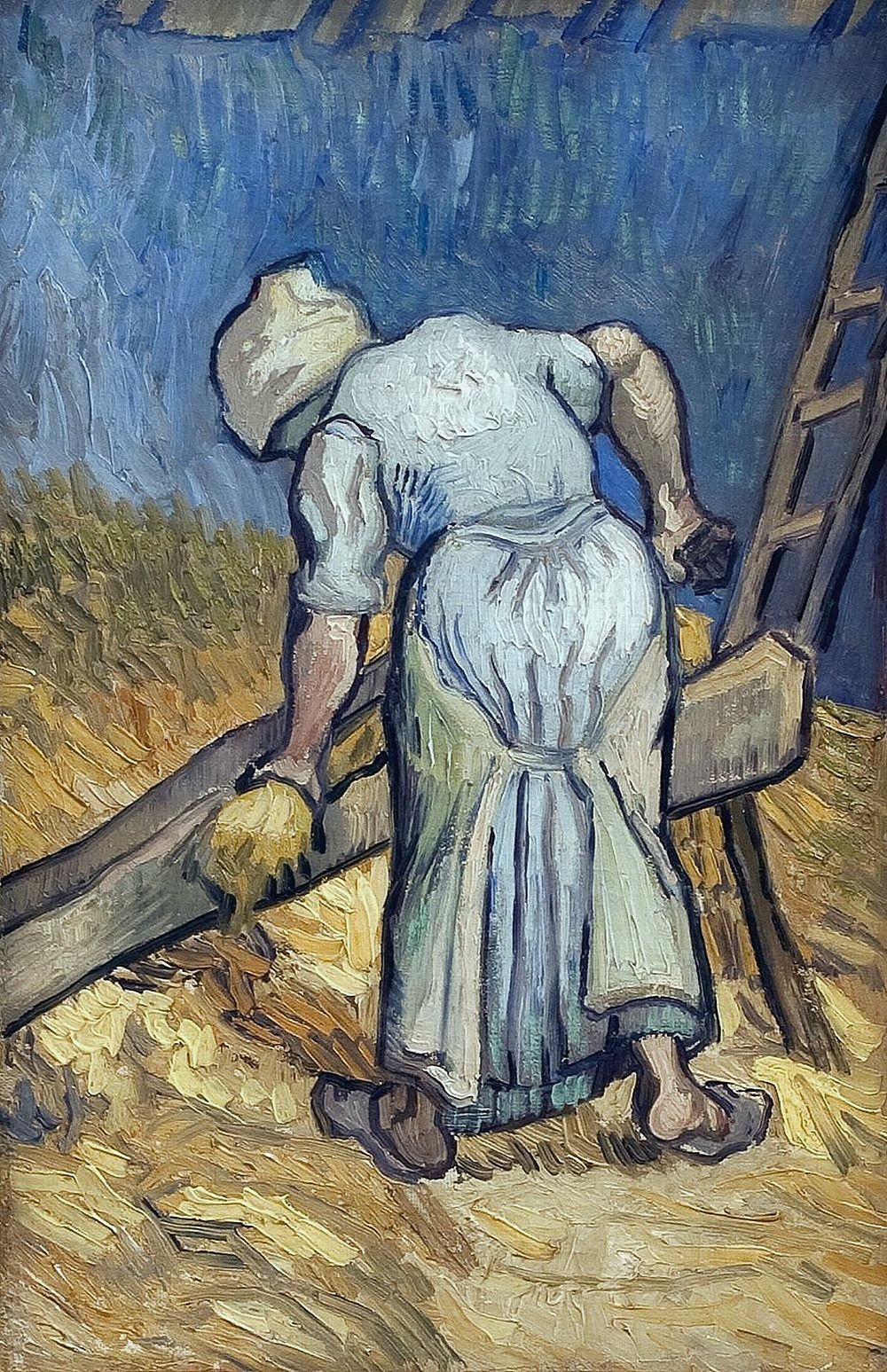 Peasant Woman Cutting Straw impression Van Gogh grand tableau affiche déco salon chambre coucher