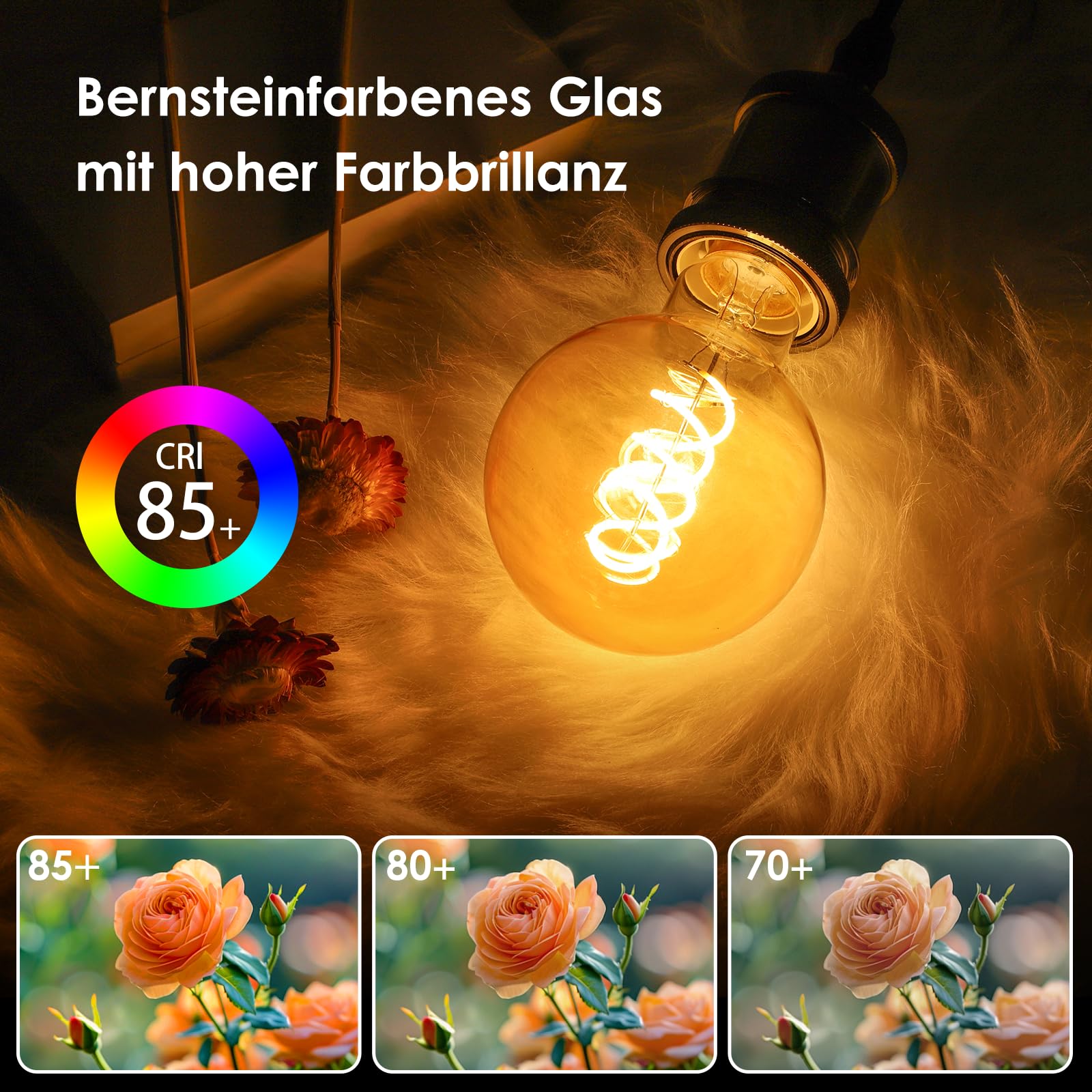 Edison Vintage Glühbirne, E27 LED dimmbar Lampe warmweiß 2700K ersetzt 40 Watt Glühbirne E27 LED Leuchtmittel für Retro Beleuchtung 3 Stück. (Packung mit 2)