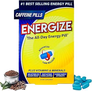 iSatori Píldoras de cafeína Energize - Píldora energética de acción rápida (28 tabletas)