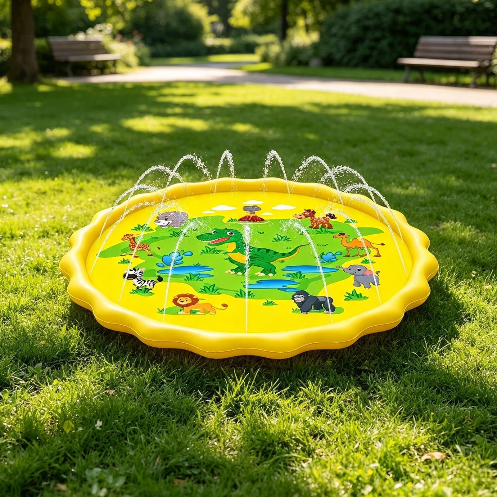 Podkładka do zraszania dla 170 cm antypoślizgowa na zewnątrz letni brodzik | Basen ze zraszaczem na podwórko podwórko ogród trawnik plaża park plac zabaw zwierzę domowe szczeniak