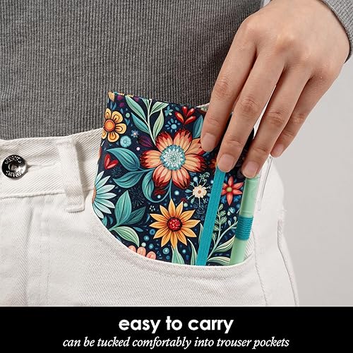 Miniatura 77 de Cuaderno pequeño de cuero con bolígrafo para escribir mujeres, con bolsillo pequeño, minibloc de notas forrado para viajes y trabajo, cuaderno de 3
