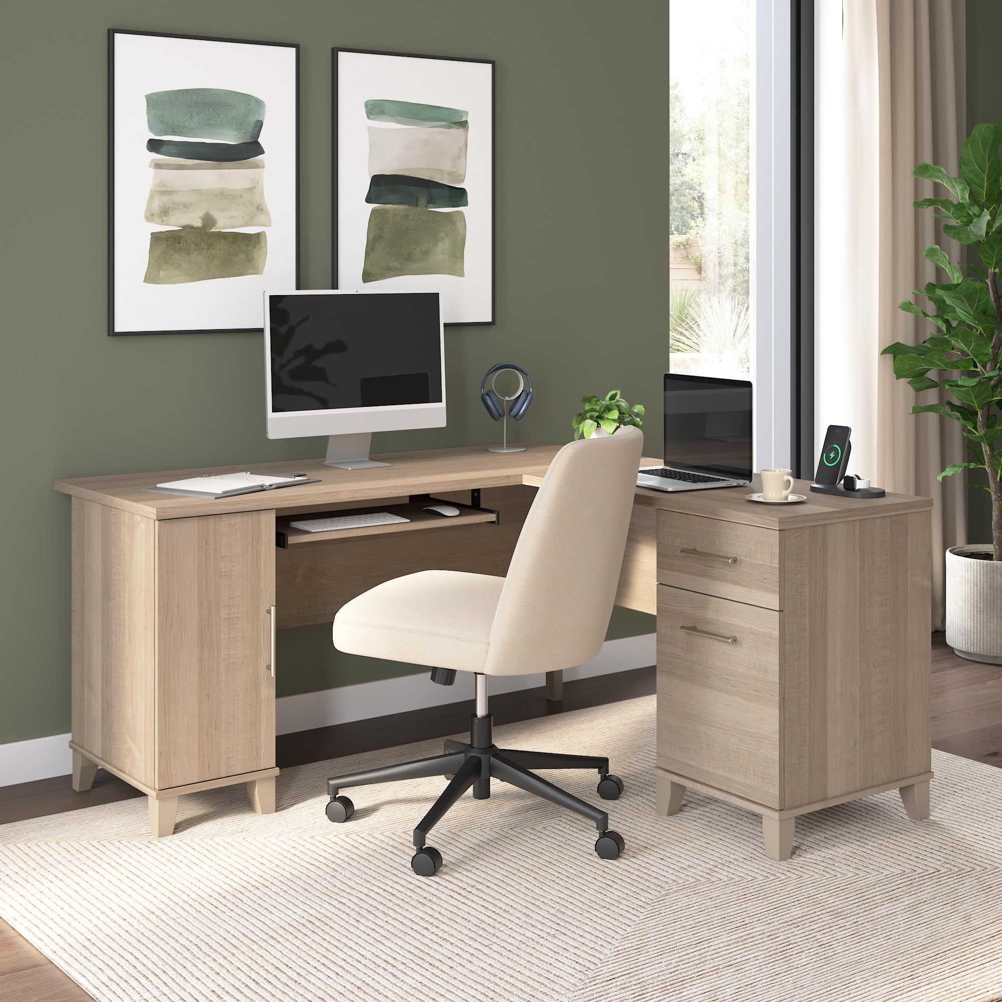 Amazon.com: Bush Home 60-Inch L-Shaped Desk with Storage, Corner