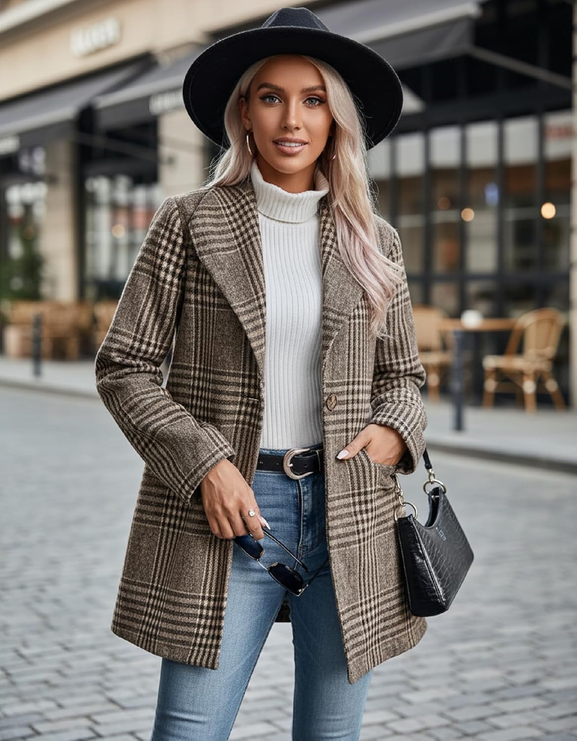 Women’s Slim Fit Blazer with Single Button Structured Shoulder Jacket for Work Office and Casual Outfits