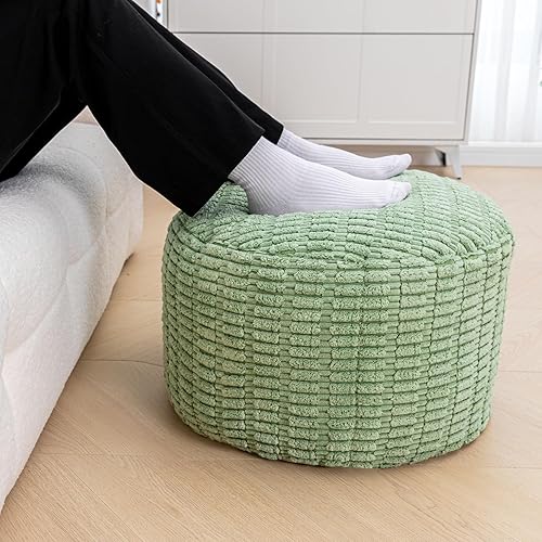 Miniatura 4 de Puf redondo otomano relleno de terciopelo reposapiés, taburete de pie, puf para cama, sala de estar, habitación, asiento de acento de 20 x 12