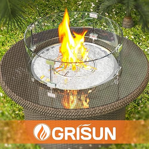 Miniatura 8 de GRISUN Vidrio ignífugo transparente de 20 libras para hoguera, rocas de vidrio templado de 12 pulgada para chimenea natural o de propano, seguro