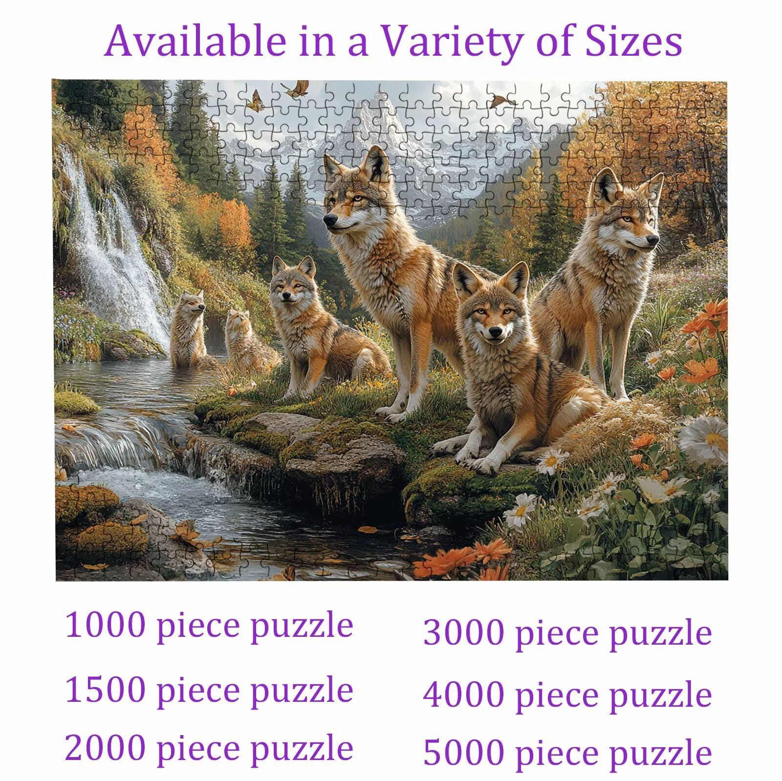 Puzzle 5000 elementów, 5000 elementów, dla dorosłych, wzór zwierzęcy, wilk, drewniane puzzle, zestaw "zrób to sam" dla dorosłych, gruby materiał i idealne uzębienia, powierzchnia bez odbić, puzzle dla