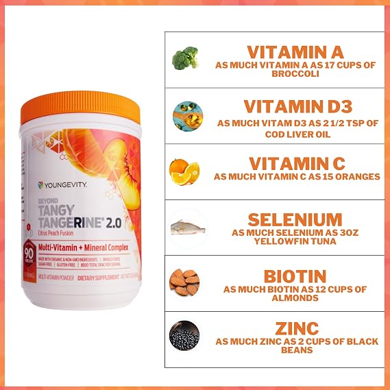 Youngevity Beyond Tangy Tangerine 2.0 Multivitamin Powder, 30 Servings