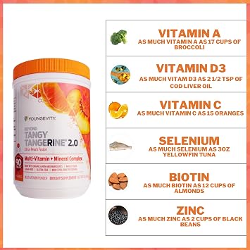 Youngevity Beyond Tangy Tangerine 2.0 Multivitamin Powder, 30 Servings