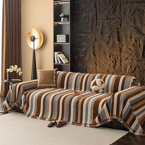 Miniatura 26 de VClife Funda de sofá bohemia para Navidad, 1 pieza, suave y cálida para sofá seccional, funda lavable de calabaza y jacquard negro para sofá biplaza