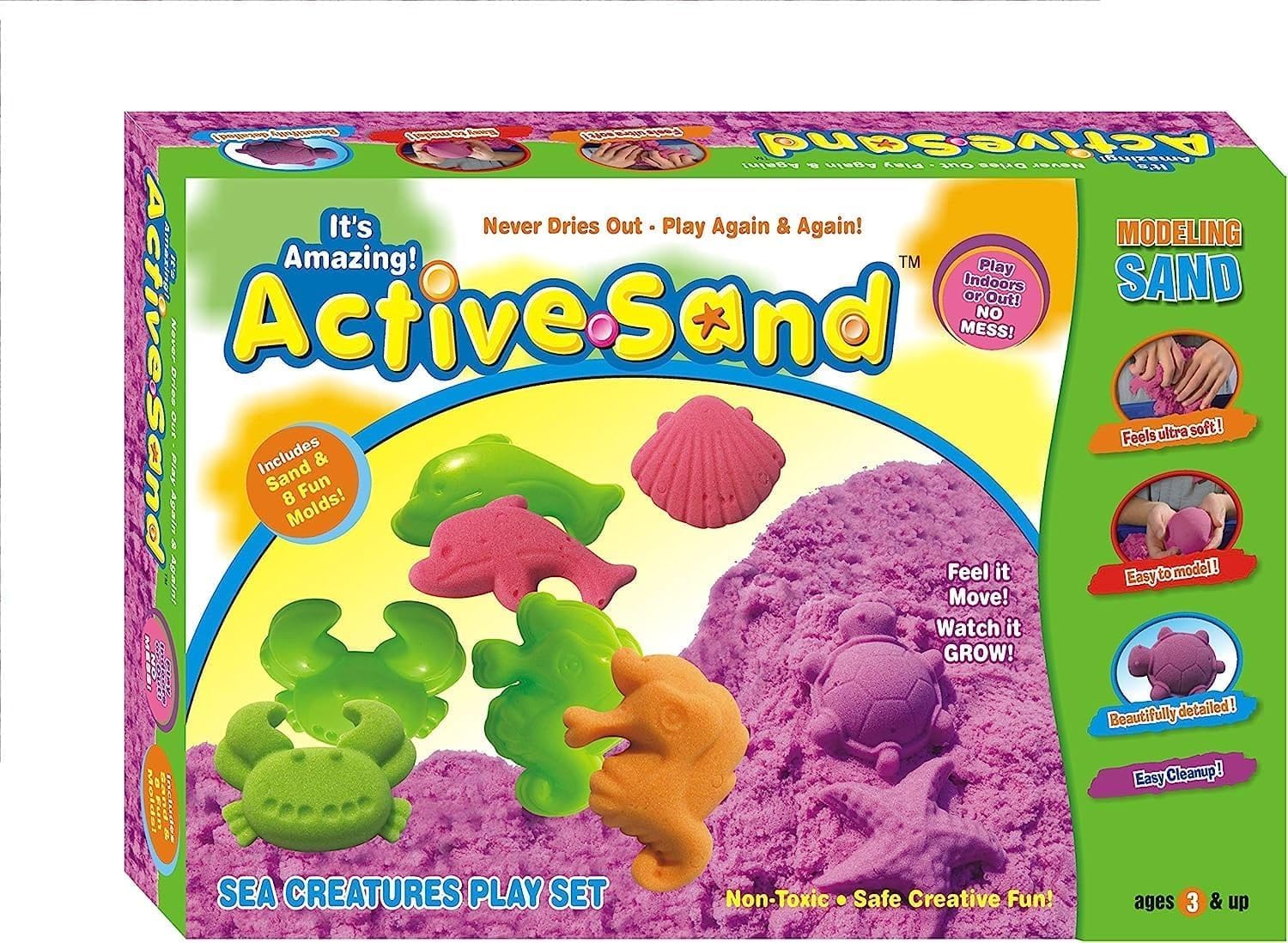 FairyFrolic Squeezable Magic Sand Sea Creature Modeling Kit for Kids | Soft Moldable Sand with Ocean Animal Molds | Sensory & Creative Play Toy for Boys & Girls