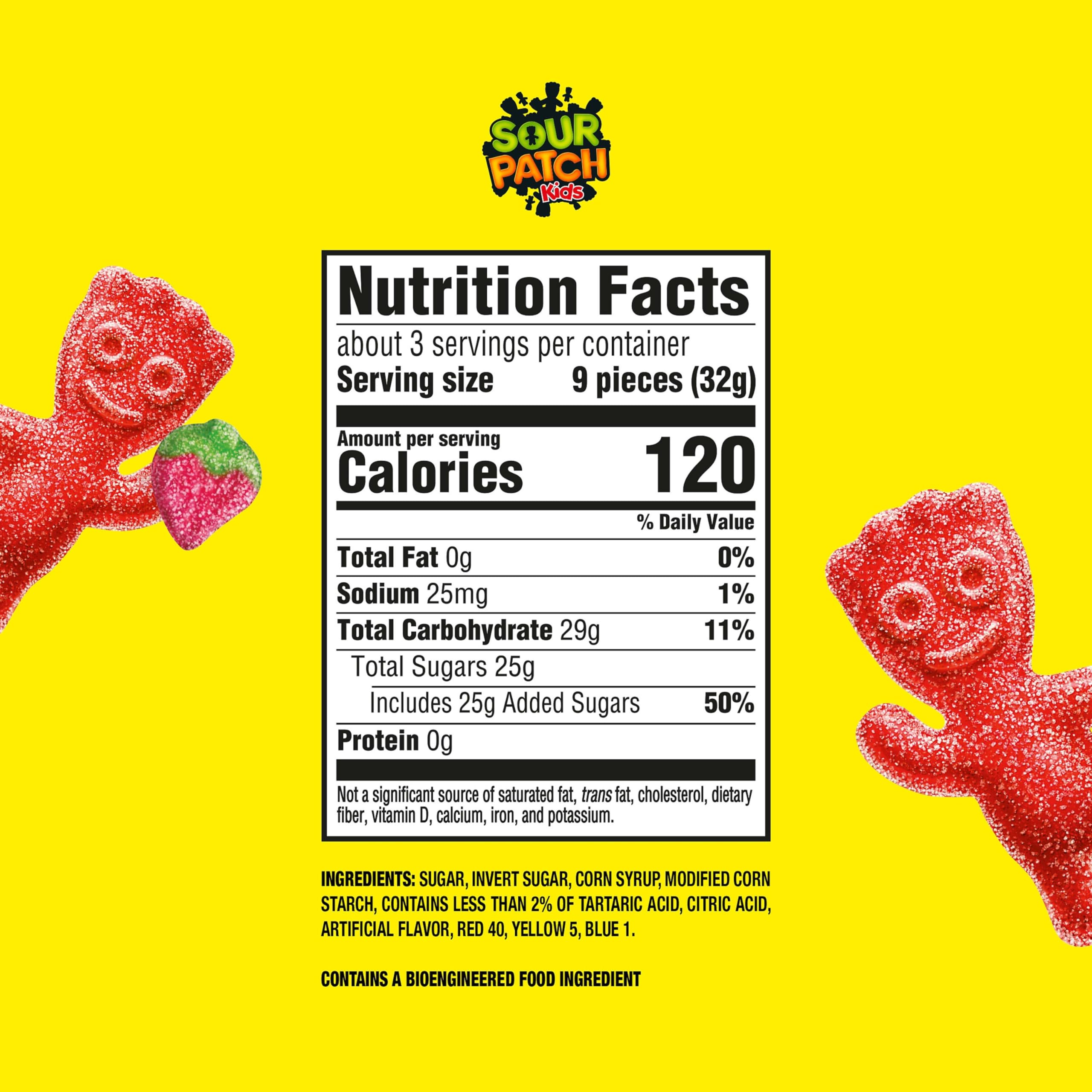 SOUR PATCH KIDS Caramelos suaves y masticables de fresa, bolsas de 340.2-102.1 g