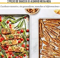 Vista 5 de Juego de bandejas para hornear de calidad comercial, hoja de galletas de aluminio natural, Umite Chef hoja de hornada resistente a