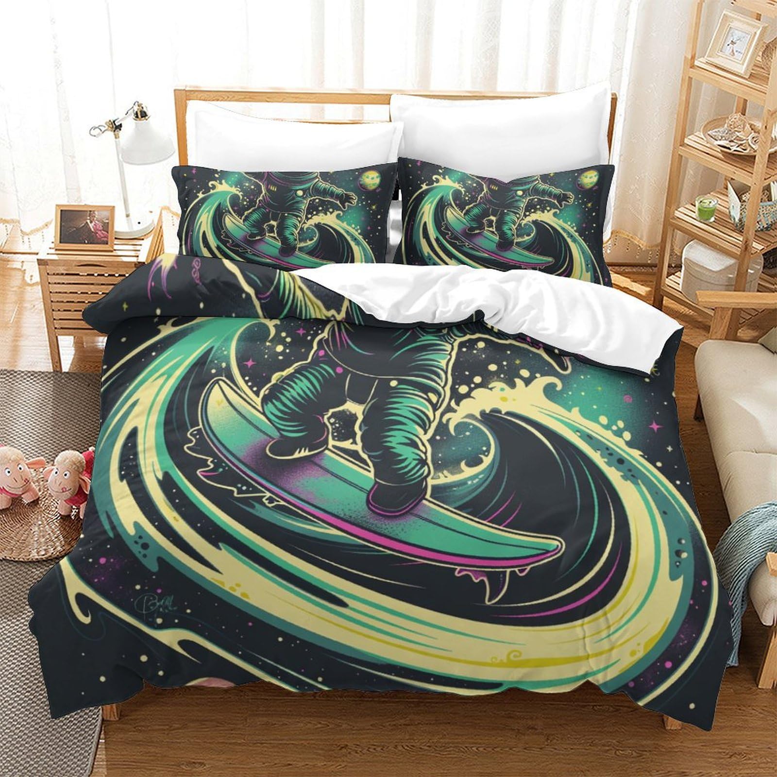 Housse de couette espace 3D Super King pour chambre d'ado et enfant