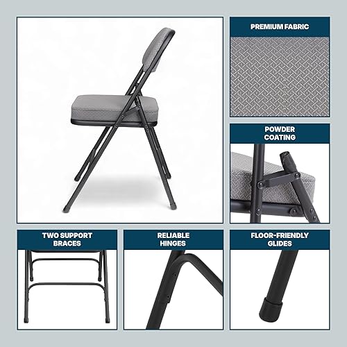 Miniatura 47 de OEF Furnishings Serie OEF3200 Sillas plegables de vinilo de alta calidad, resistentes, de grado industrial, asiento ultra acolchado de 2 pulgadas,