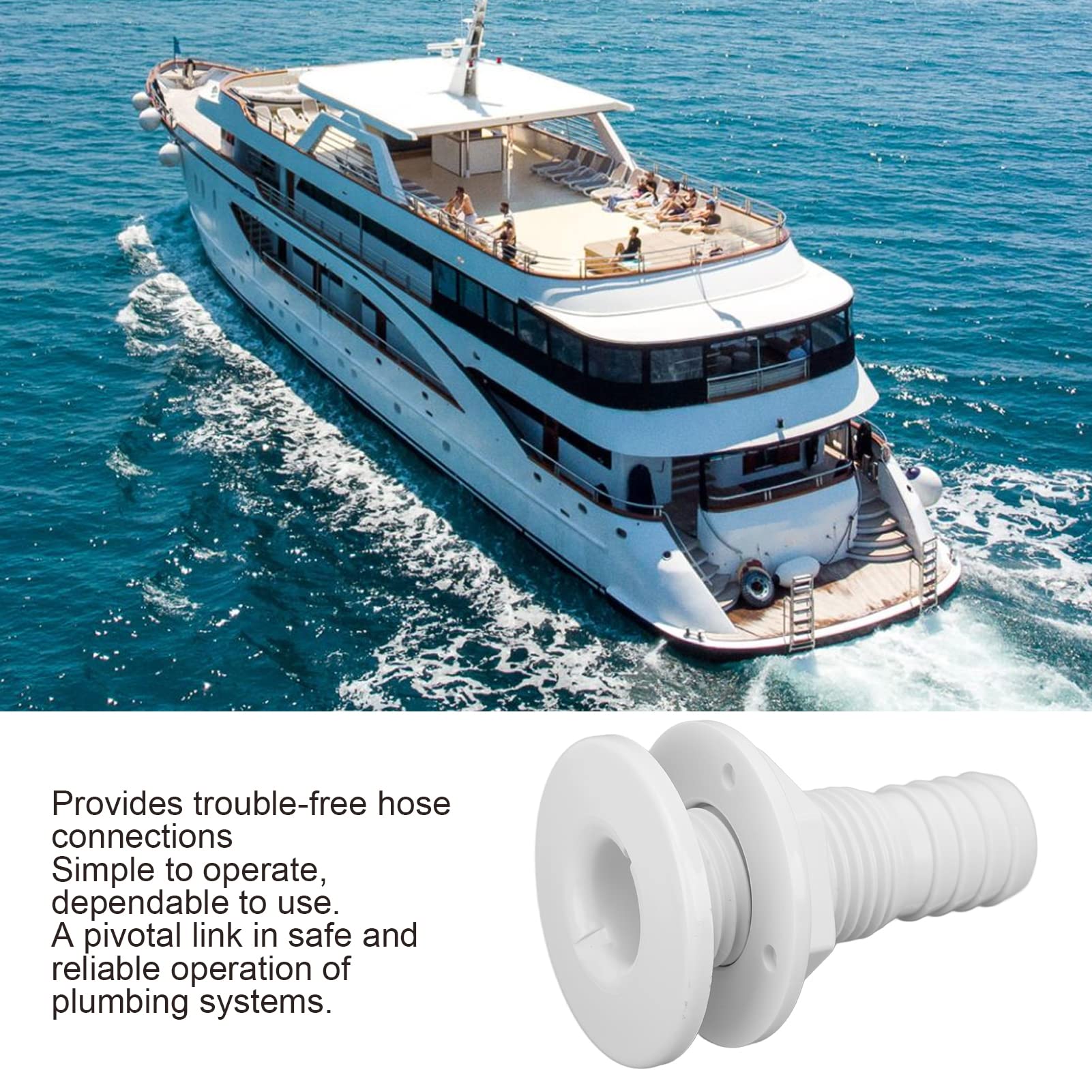 Thru Hull Fitting 1?1/8in Thru Drain Connector Plastic Thru Hull Connector Fitting Boat Plumbing Fittings for Onboard Plumbing System Bilge Pump Hose