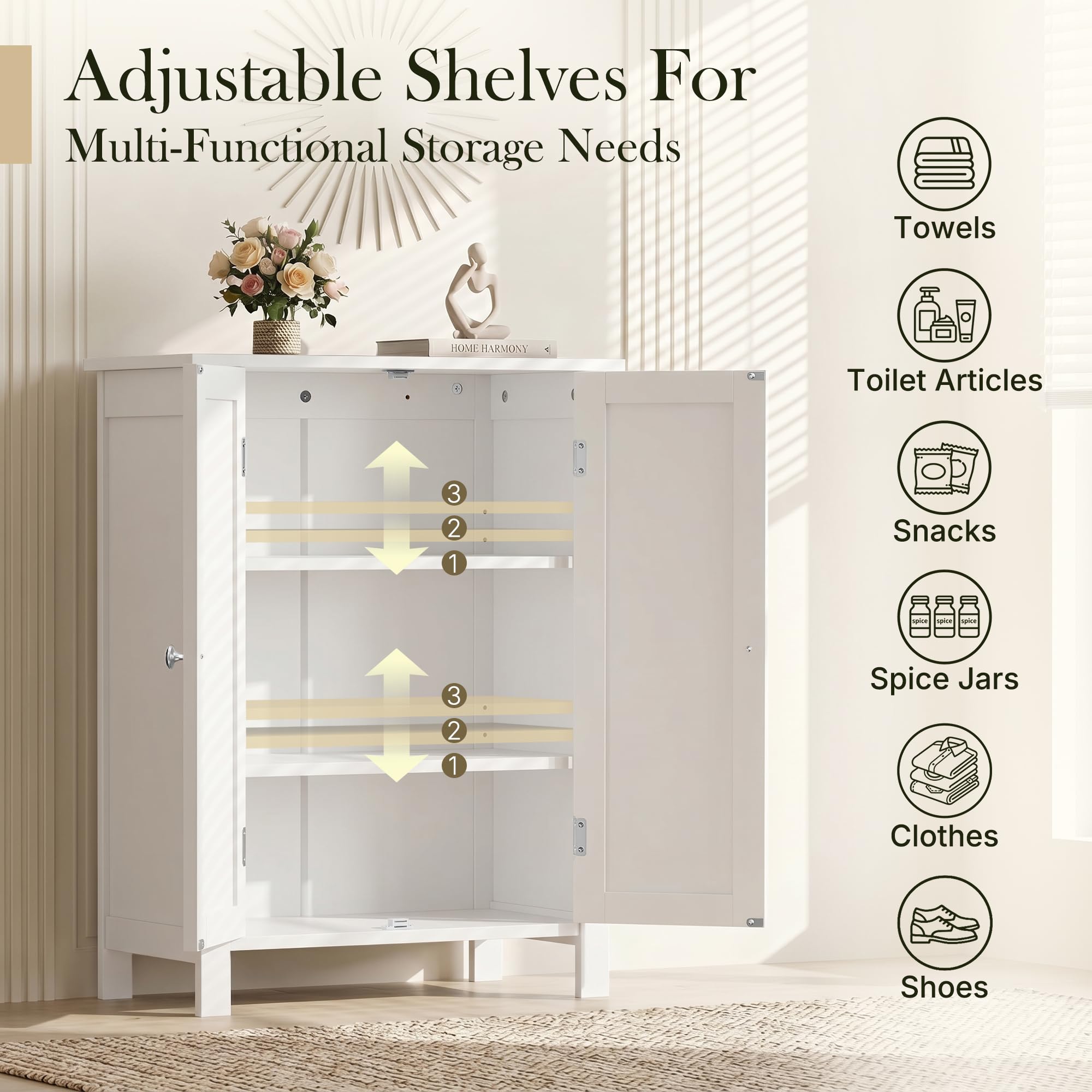 Amazon.com: ZenStyle Bathroom Floor Storage Cabinet Free Standing