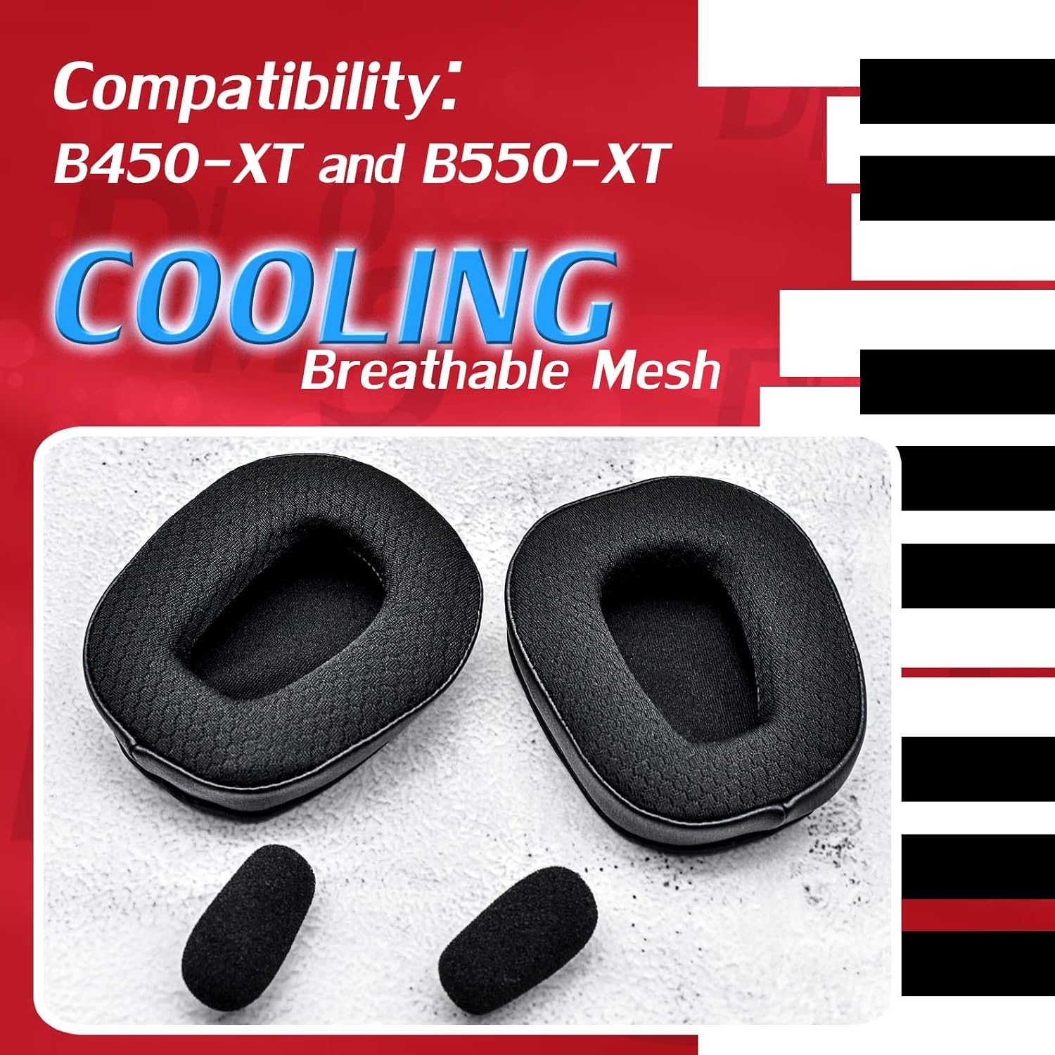 Ear Pads Compatible with B450-XT B550-XT Headset I with Microphone Foam (Cooling Gel Breathable Mesh) image 5