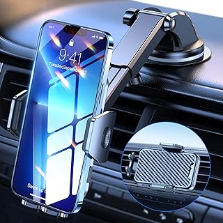 VICSEED Car Phone Holder Mount, [Non-Shaking & No More Falling Phones] Cell Phone Holder Car Mount Hands-Free Universal Cell Phone Mount for Car Dashboard/Windshield/Air Vent Fit for All Mobile Phones