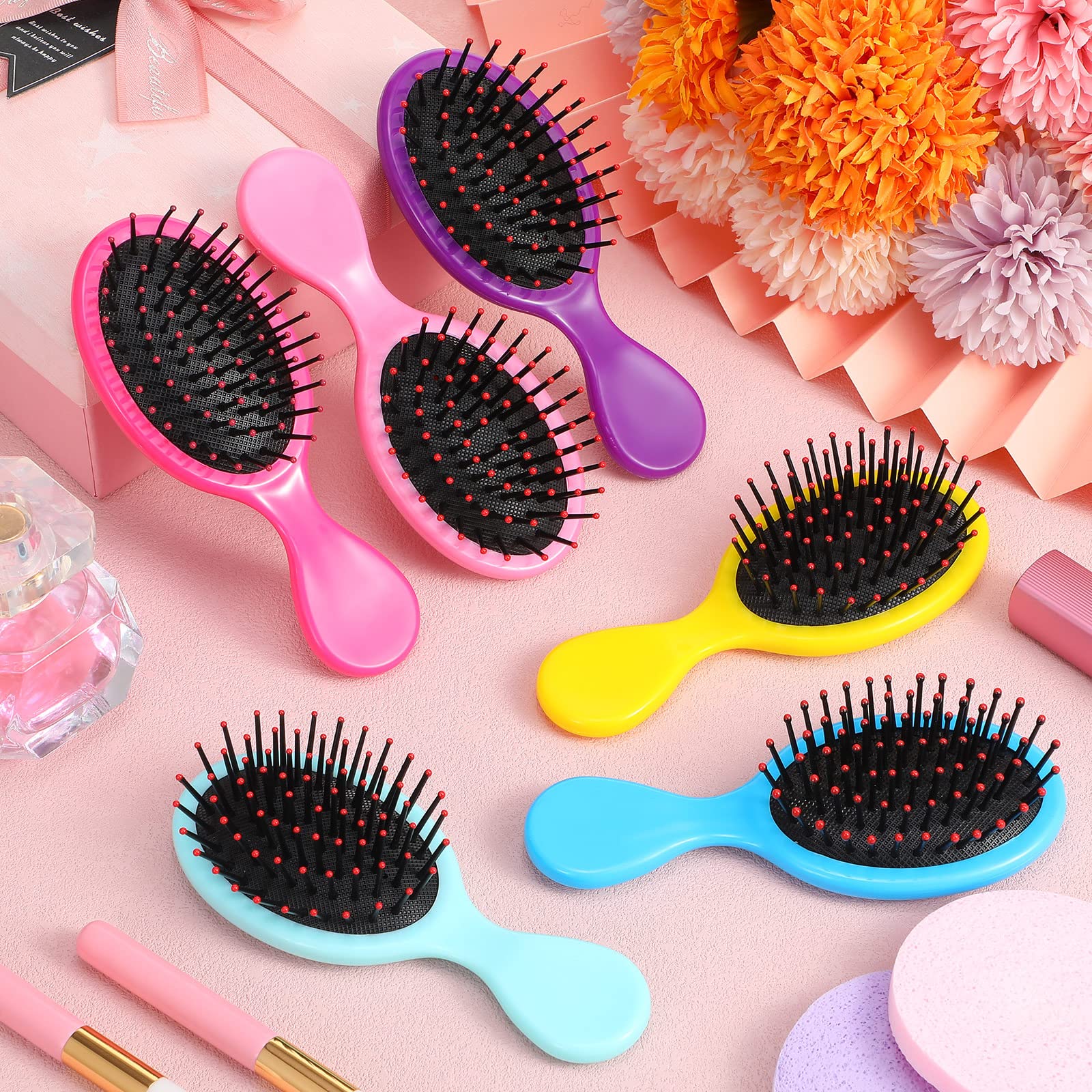 Paquete de 36 mini cepillos desenredantes para cabello seco y húmedo, cepillos para desenredar el cabello para niños pequeños, cepillo desenredante de cerdas suaves, cepillo de viaje para mujeres y