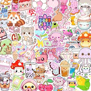 100Pcs Cute Stickers for Kids,Vinyl Waterproof Laptop Water Bottle Stickers,Students Girls Teens Gifts