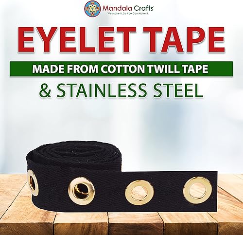 Miniatura 5 de Mandala Crafts The Yard - Cinta de ojales de metal plateado con ojales, cinta de ojales azul marino para costura, 1 pulgada, 3 yardas, 0.236 in,
