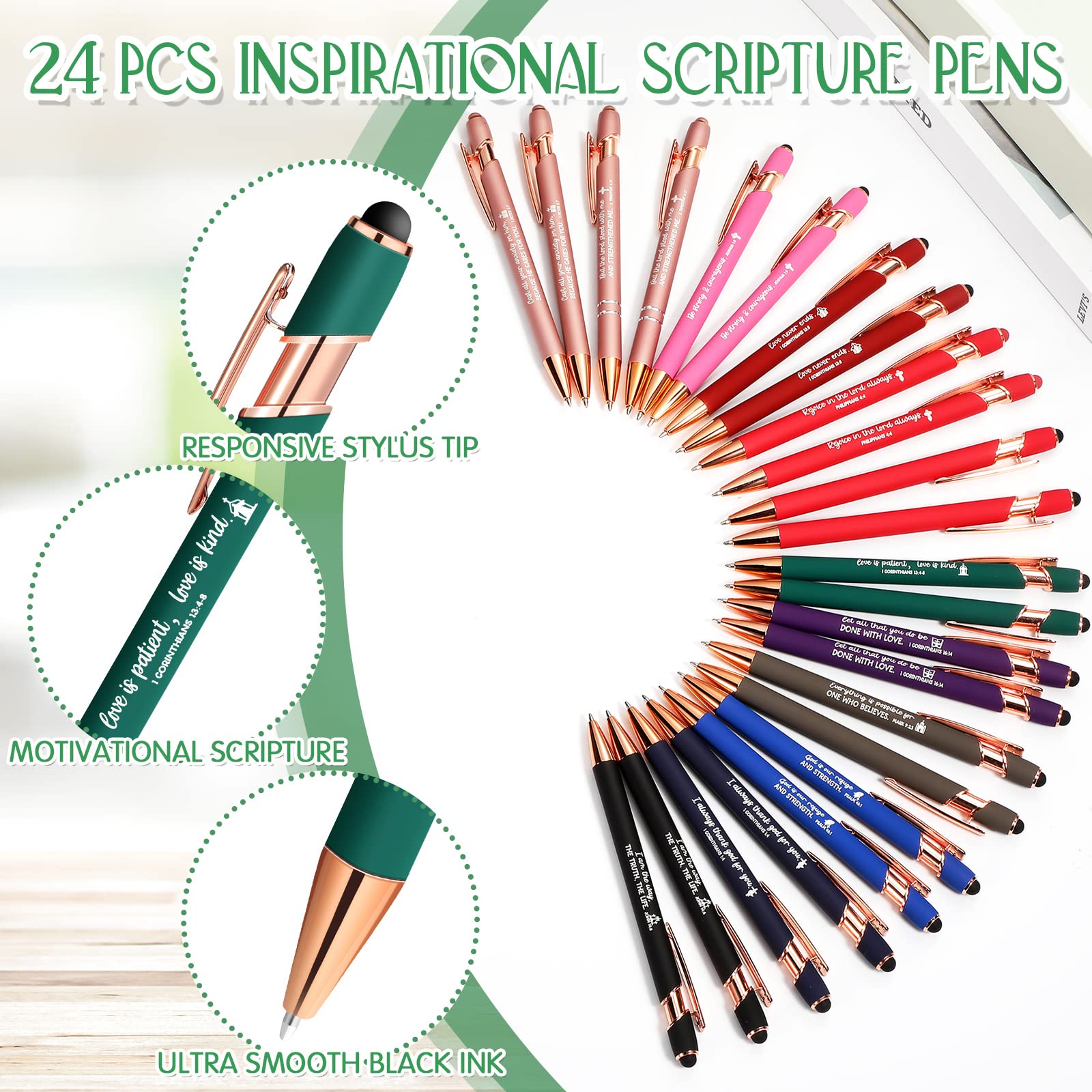 Estune 48 piezas de regalos cristianos para mujeres, bolígrafos bíblicos, blocs de notas, juego de regalo, bolígrafo, cuaderno, citas inspiradoras, bolígrafo cristiano, regalo motivacional bíblico