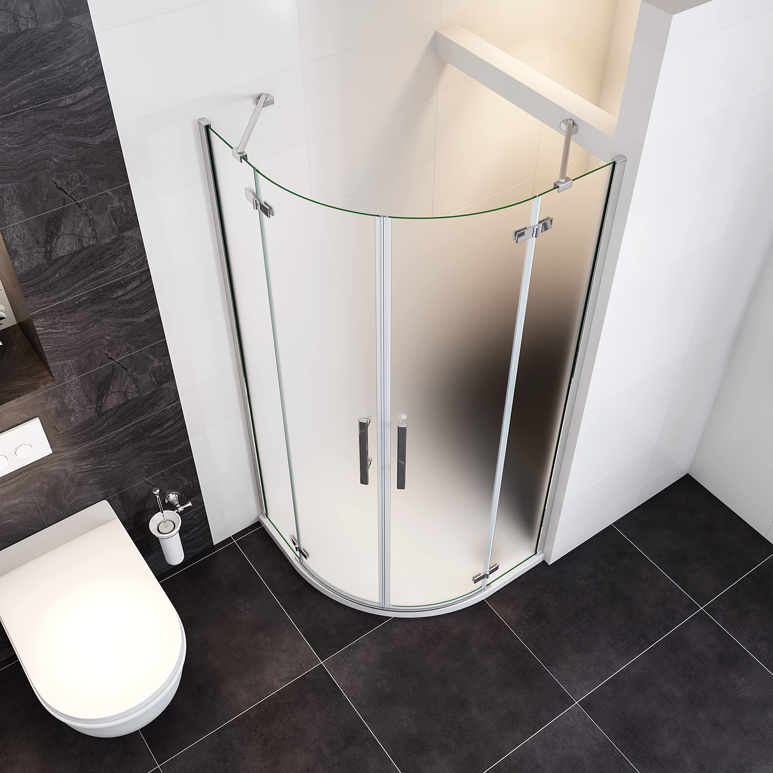 Box Doccia Semicircolare alto 195 cm 80x80 cm Satinto Vetro 6mm