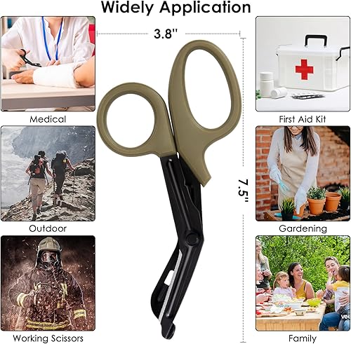 Miniatura 4 de GRICARE Tijeras médicas para trauma, 7.5 pulgadas, con revestimiento de titanio prémium con cuchillas antiadherentes, tijeras quirúrgicas para