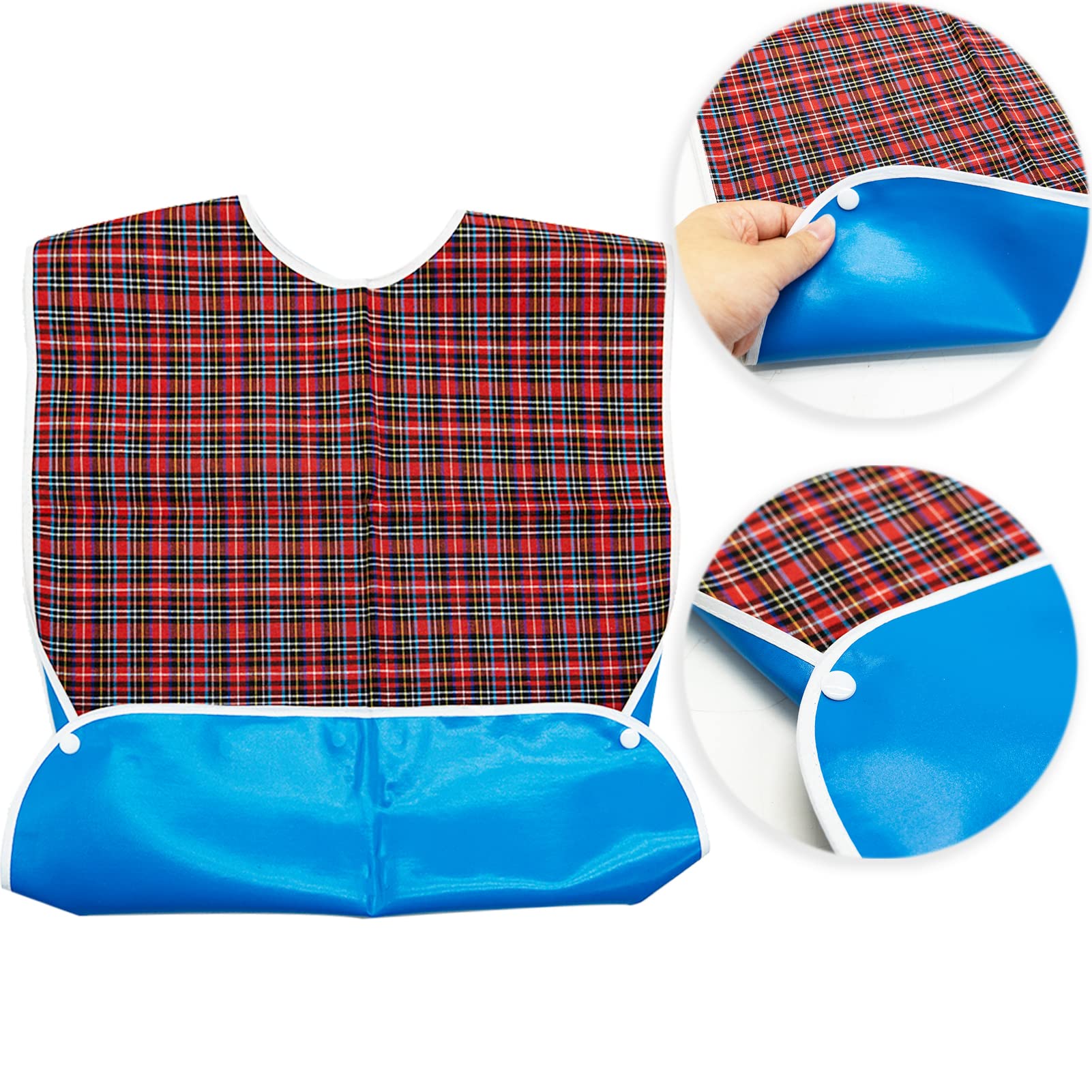 SZXMDKH 2 Adult Bibs Waterproof Eldly Bib Adult Washable Dining Bibs Mealtime Bib Clothing Protector for Elderly Men Women - Image 2
