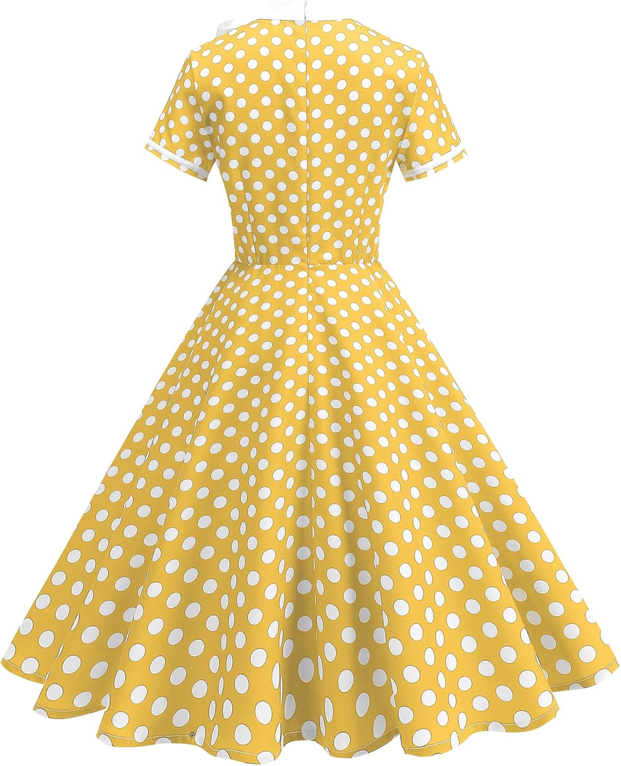 IKADEX Women's Vintage Polka Dot Dress 1950s Tie Neck Retro Short Sleeve Cocktail Swing A-Line Summer Dresses - Image 2