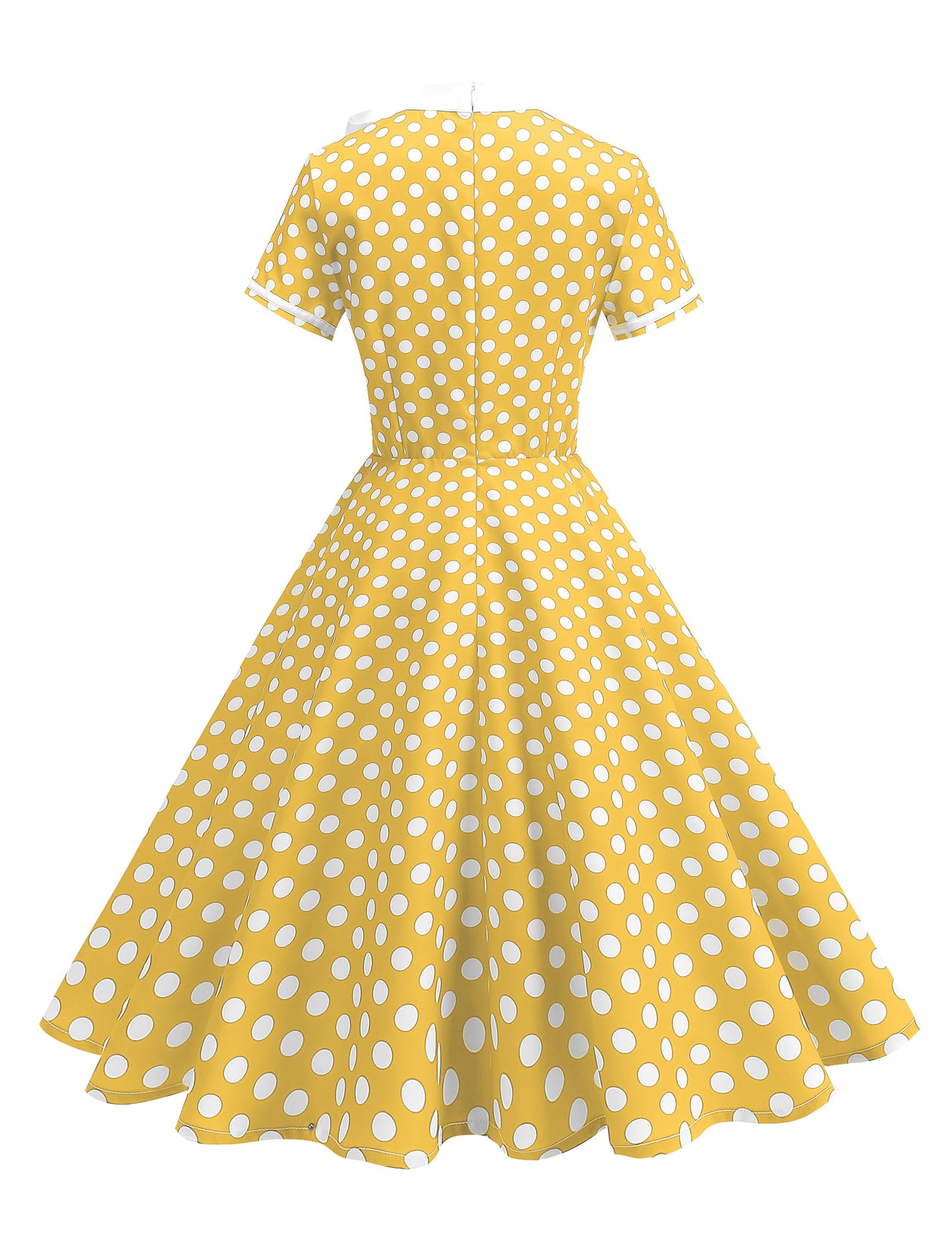 Abito da donna in stile anni '50, vintage, a pois, con fiocco, per lavoro, stile Audrey Hepburn, Rockabilly, cocktail party
