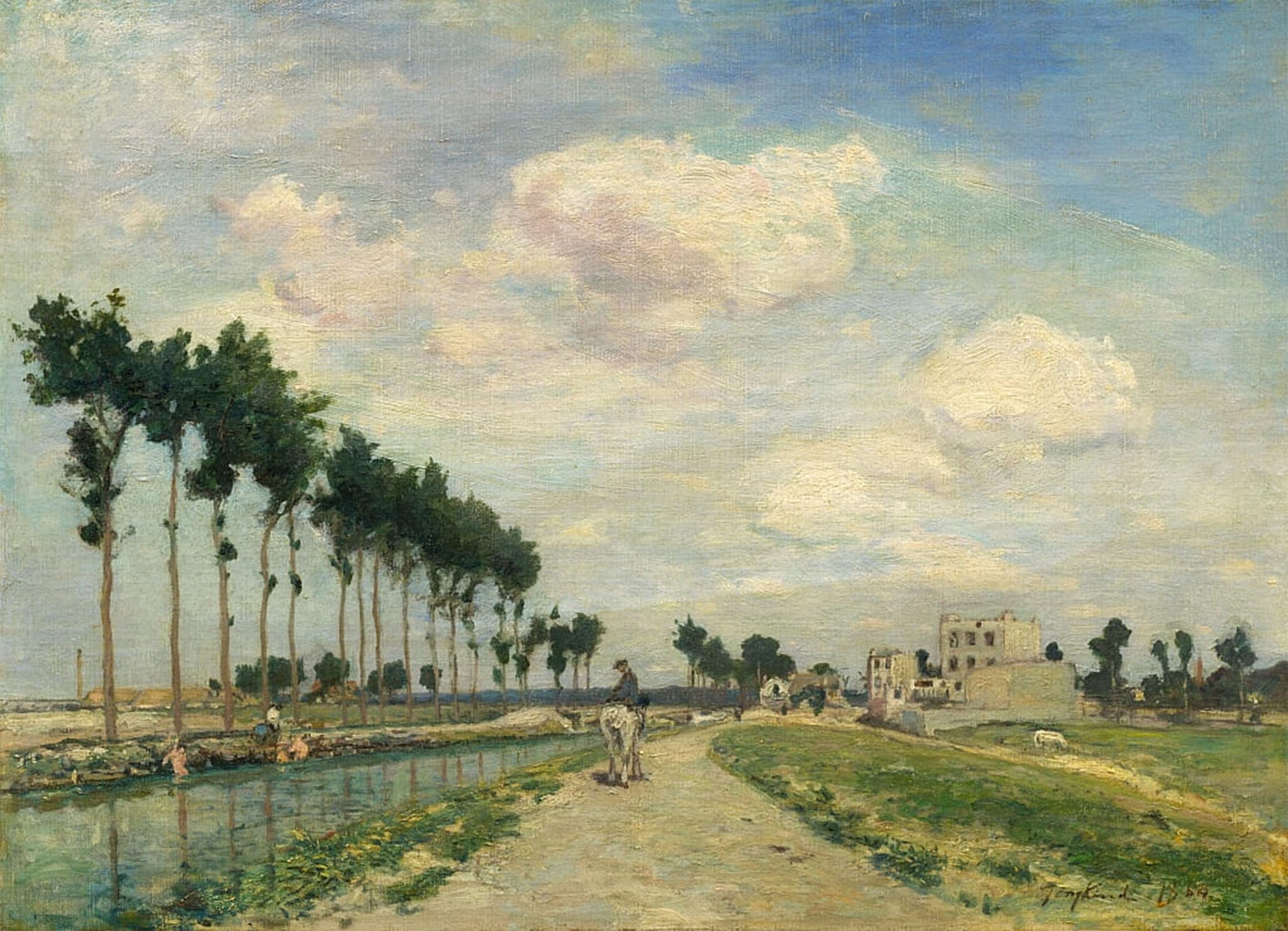 ARTXLXXBN Famous Painting Art Wall Decor Abstract Art Picture the Towpath by Johan Barthold Jongkind Animal Pictures for Home Decor 60x90cm