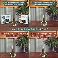 Vista 84 de TRUMIRI Incense Cones - Combo Pack of 20 Cone Incense - 10 Nag Champa + 10 Palo Santo - Insence Cones - Incense Cones Scented - Cone Incense Scents