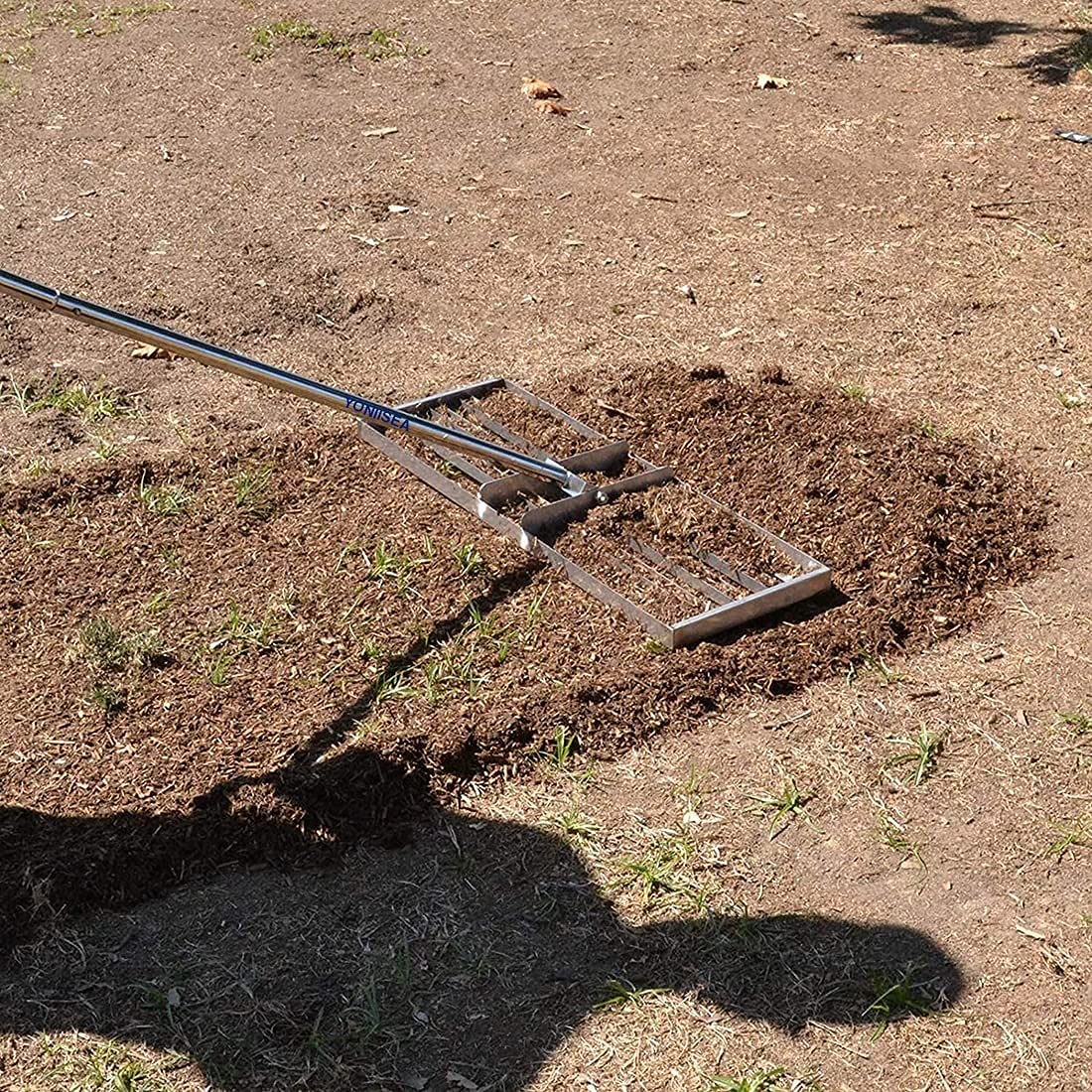 43-calowa wyrównująca grabie do trawnika, poziomica ogrodowa z uchwytem, wytrzymała, ze stali nierdzewnej, o dużej pojemności, narzędzie do poziomowania trawnika, sprzęt golfowy, nadaje się do szybk