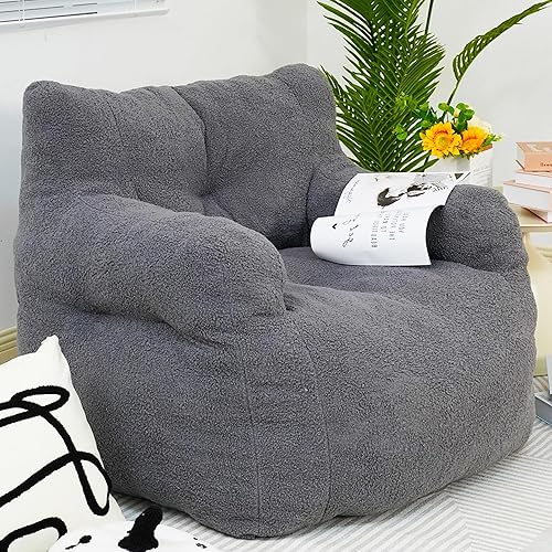 DKLGG Puf, sillas grandes para adultos y adolescentes, sillones con relleno de esponja, tela de peluche, sofá suave para sala de estar, dormitorio,