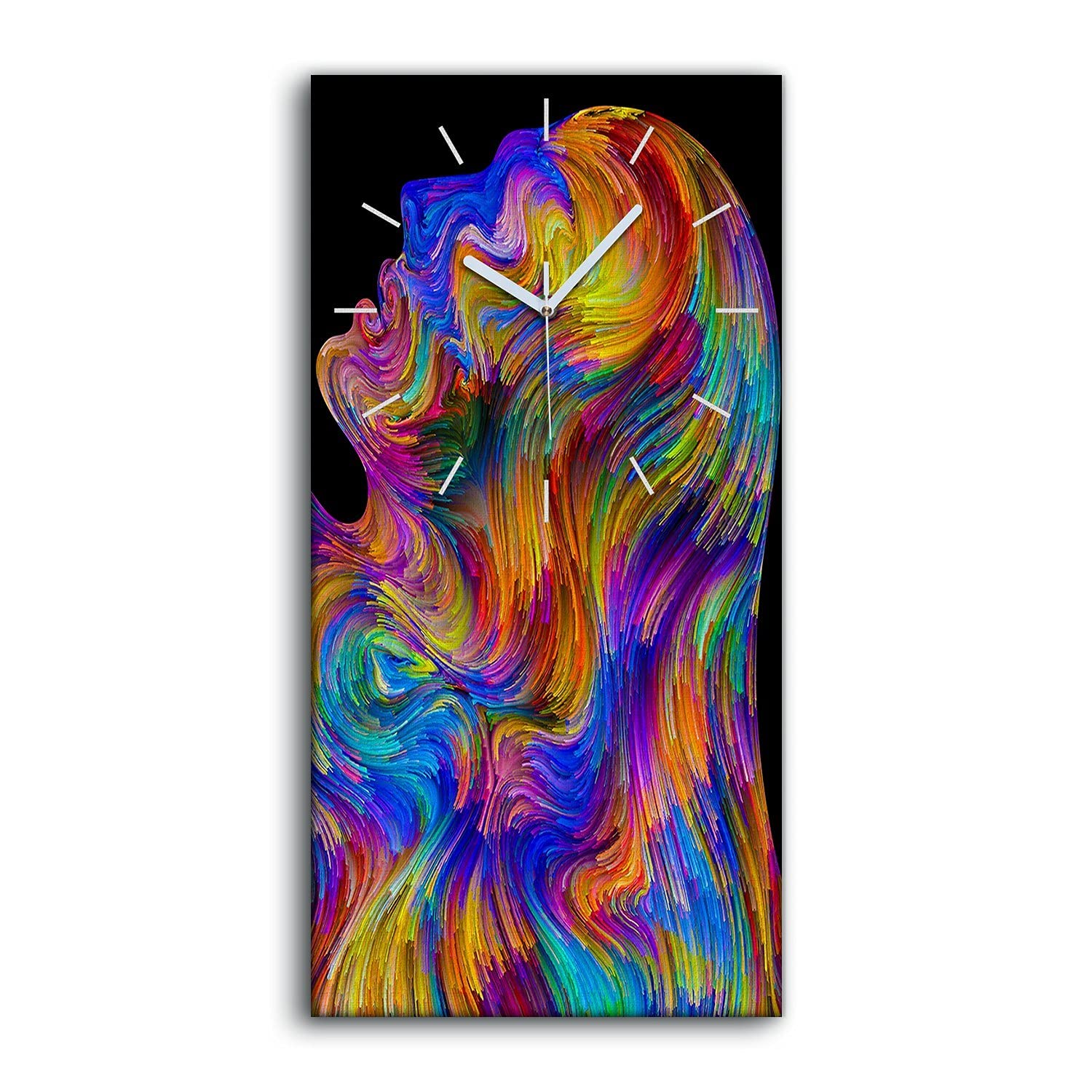 Horloge sur Toile Salon Moderne Décoration Murale Abstrait Coloré Grand Format