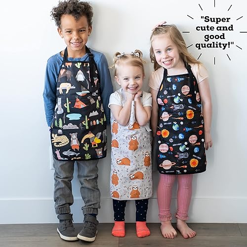 Miniatura 8 de Kids Aprons for Girls and Boys, Toddler Apron with Pocket for Painting, Cooking, Baking, Gardening and Crafts