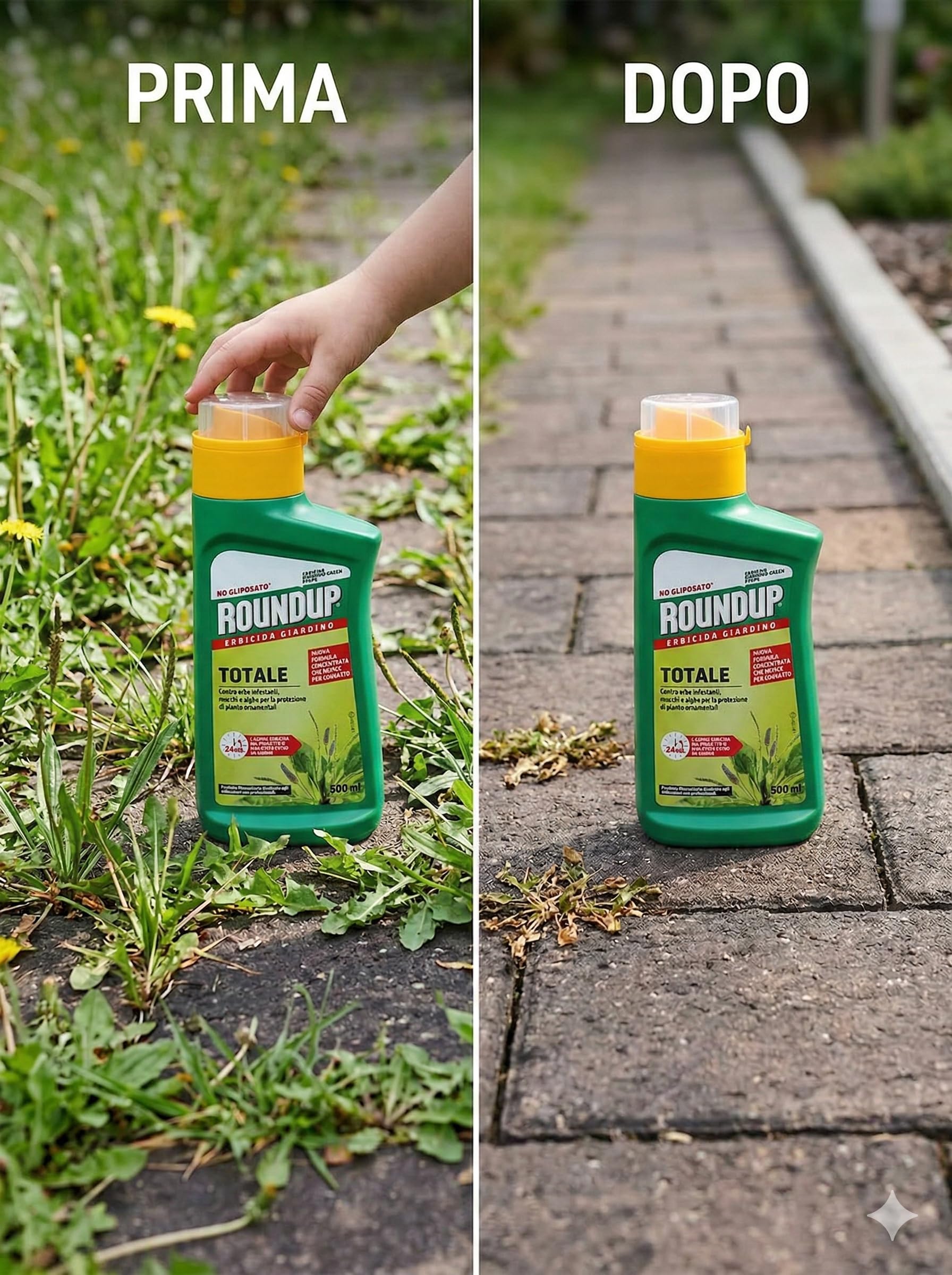 ROUNDUP Erbicida Giardino 500 ml Senza Glifosate Nuova Formula per Utilizzatori Non Professionali
