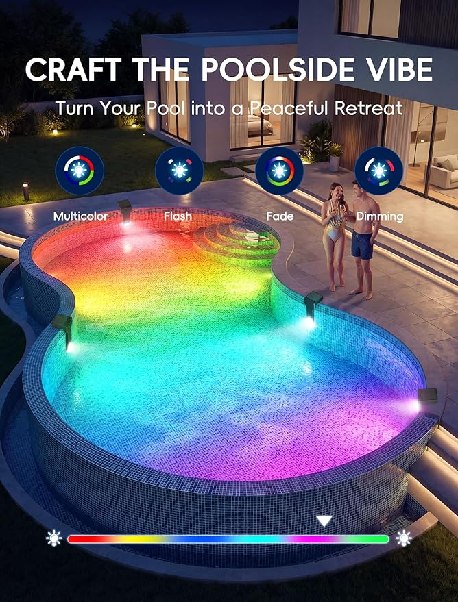 Luz solar para piscina enterrada RGB LED 10 colores 4 modos control remoto miniatura 3