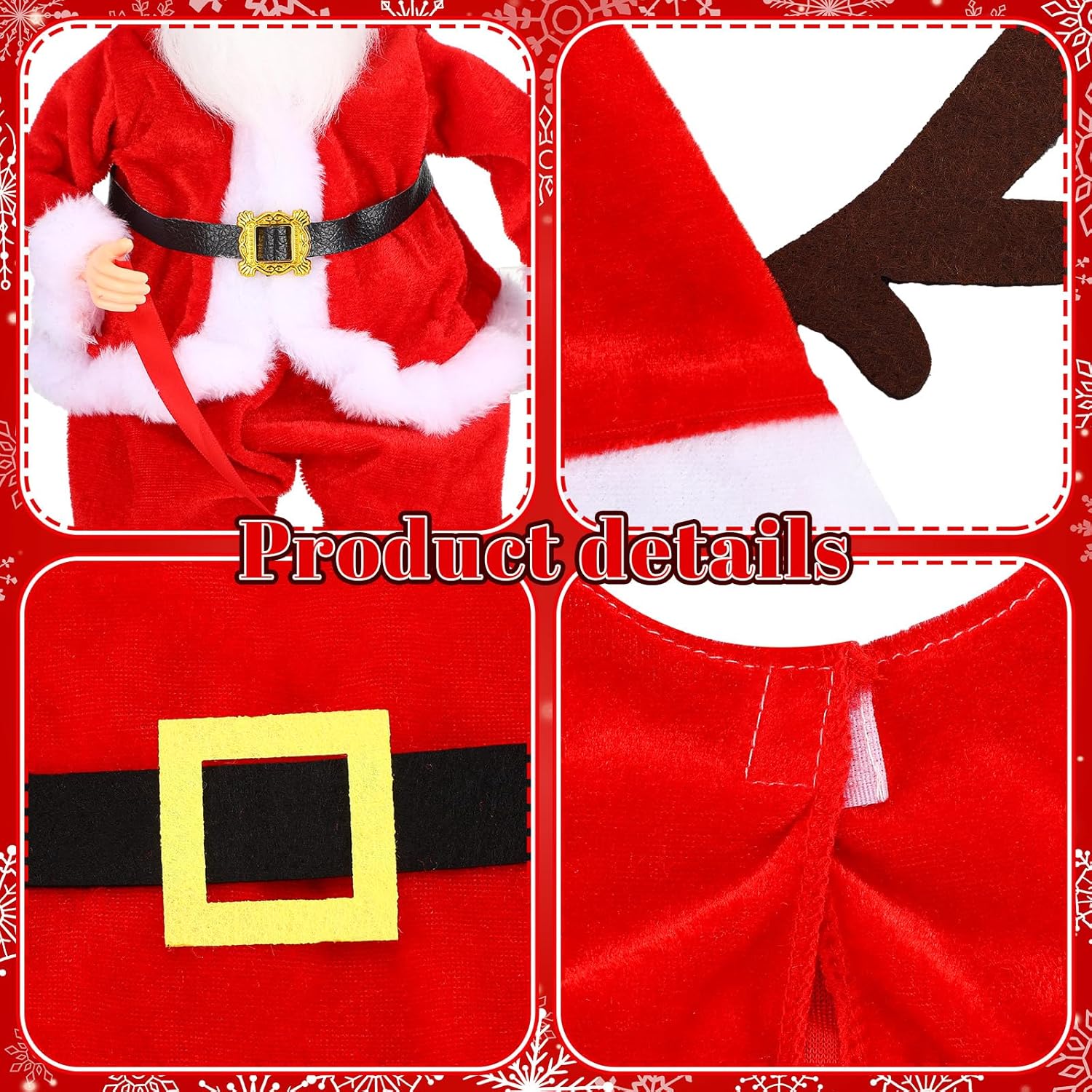 Seenelling Christmas Porch Goose Outfits, Santa Costume for High Cement or Plastic Porch Lawn Goose Clothes for Yard