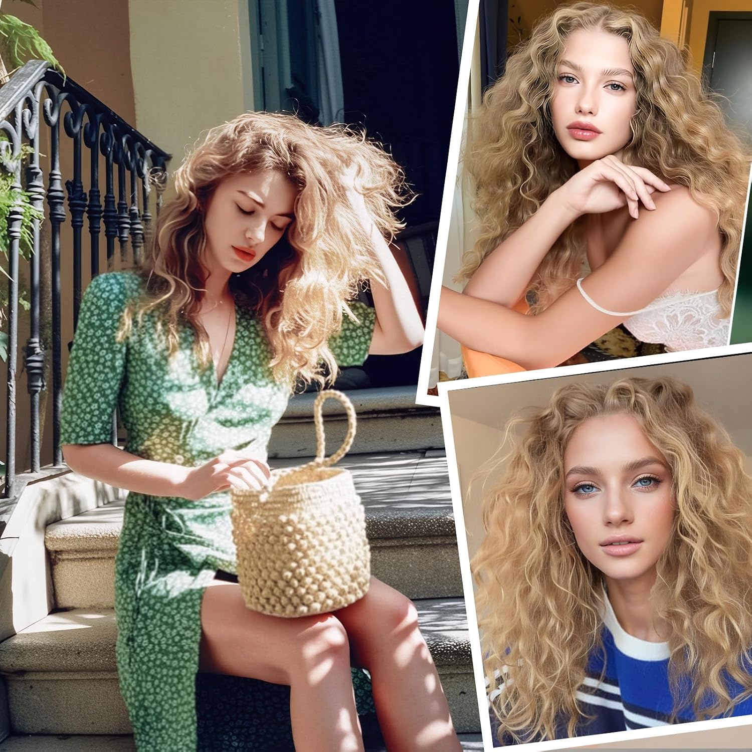 20 Inch Curly Hair Topper for Women with Thinning Hair Synthetic Lightweight & Breathable Hairpiece 6.5x6.5 Base - Curly Clip In Topper Adds Volume and Wiglets Full Coverage (Dark Blonde)