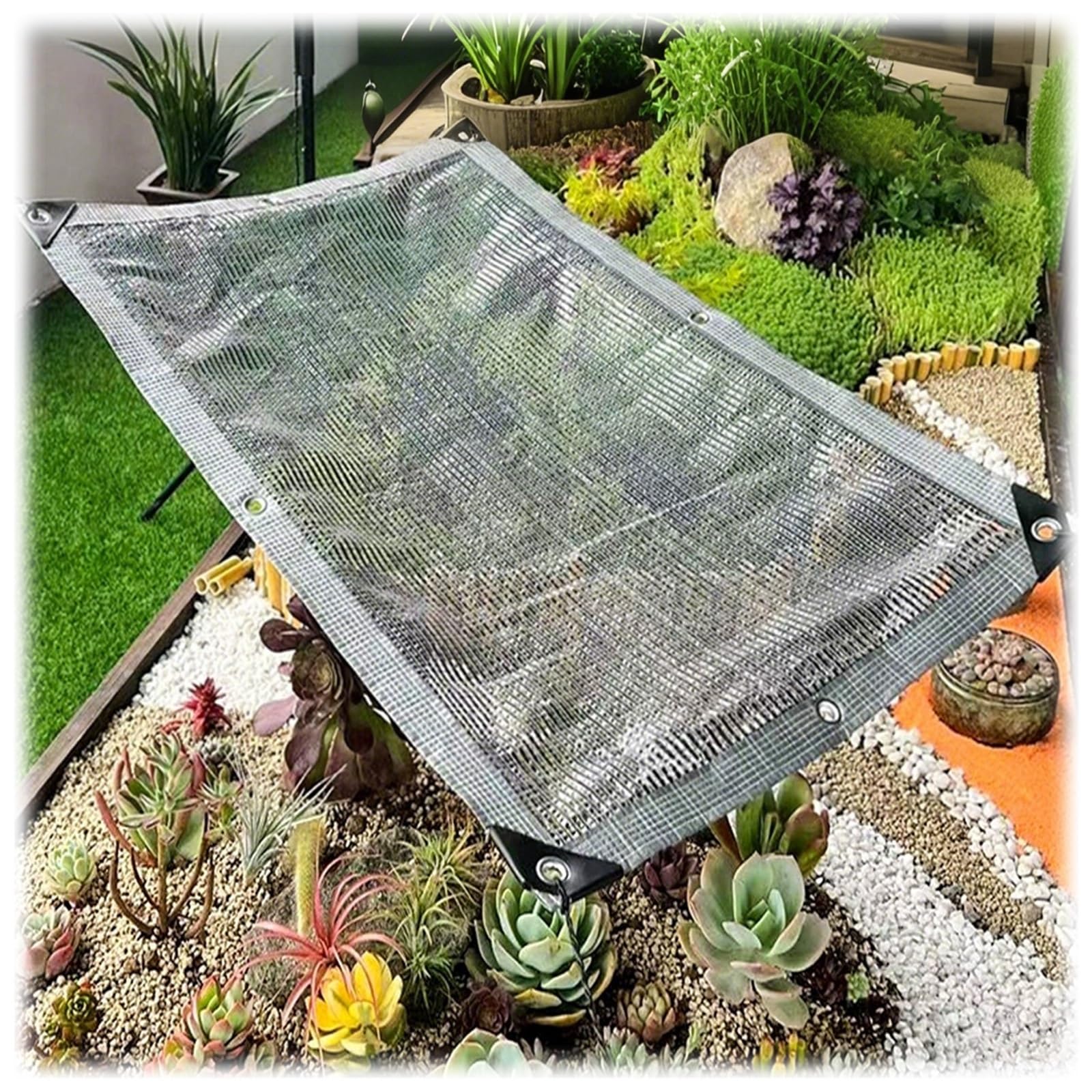 Filet de bassin réfléchissant respirant avec 55 % d'ombre – Tissu en aluminium durable à œillets pour plantes (4 x 1) – Idéal pour les serres et les jardins