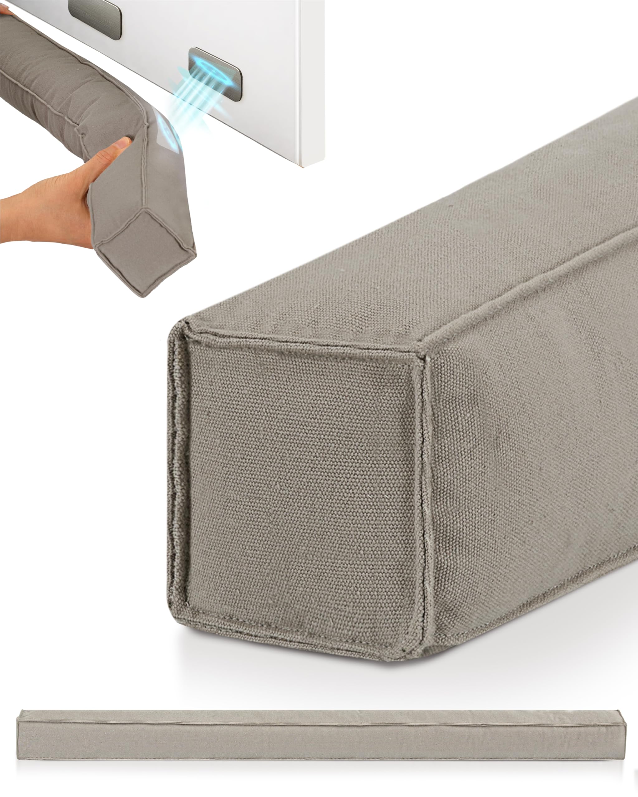 Beautissu Boudin de Porte Isolant d'Entrée 90 cm avec Aimants – Bas de Porte Anti Froid Bruit – Coussin Anti Courant d’Air pour Fenêtre – Coupe Vent Tissu Gris Clair pour Isolation Thermique – Marin