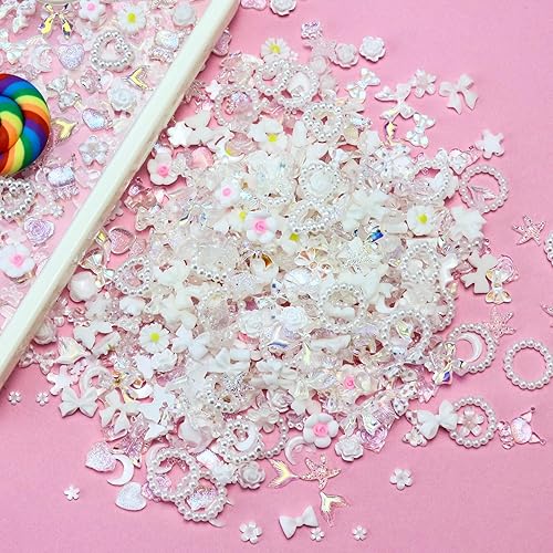 Miniatura 3 de Briskbloom 320 dijes blancos surtidos para uñas 3D, bonitos dijes de resina para decoración de uñas acrílicas, manualidades, dijes Kawaii Y2K con