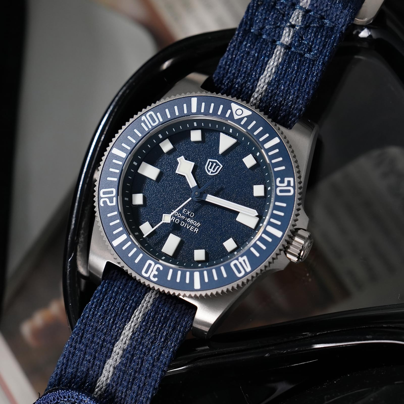 watchdives EXD VH31 Taucheruhr mit Zentralsekundenwerk, 38 mm, Titan-Armbanduhr mit Flachem Saphirglas, Luxusuhren, Armbanduhr für Herren, 200 m Wasserdicht