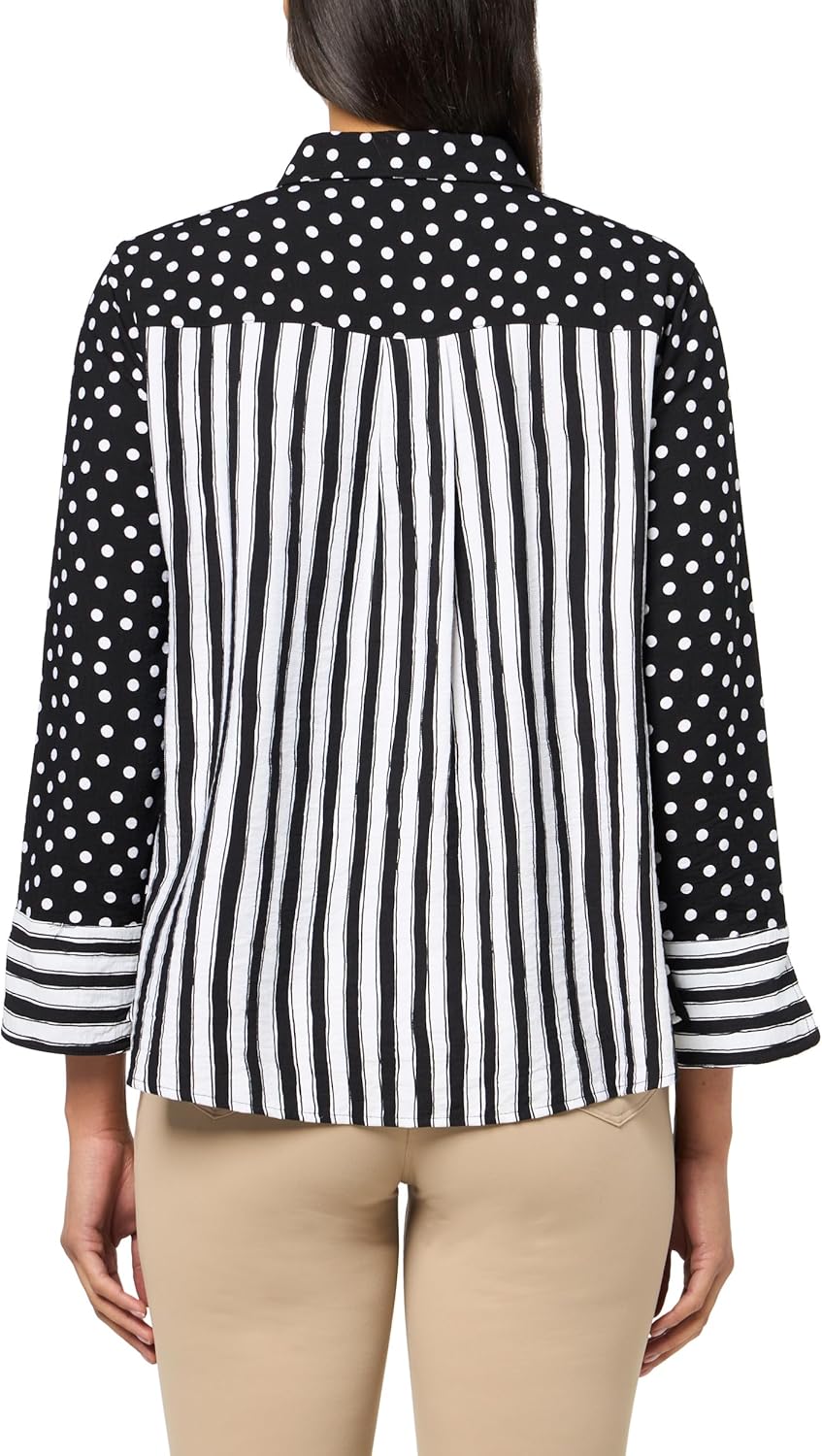 MULTIPLES Women's Turn-Up Cuff Three Quarters Sleeves Button Front Shirt - Image 2