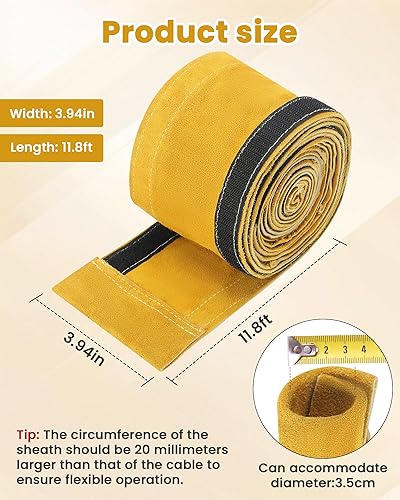Miniatura 16 de TIG - Funda para cable de soldadura de cuero, resistente al fuego, cosido de kevlar, mangas de soldadura marrones para cables MIG/plasma