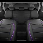 CAR PASS Universel FIT Cuir piquant Car Couverture de siège, pour suvs,Van,Trucks,Airbag Compatible, Trous d'ouverture réservés pour les couvre-tête(6PCS, Noir et violet)